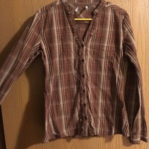 Brown plaid button-up